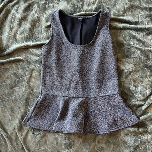 XS Tweed Peplum Tank Top Classic Workwear Core Minimalist Office Chic